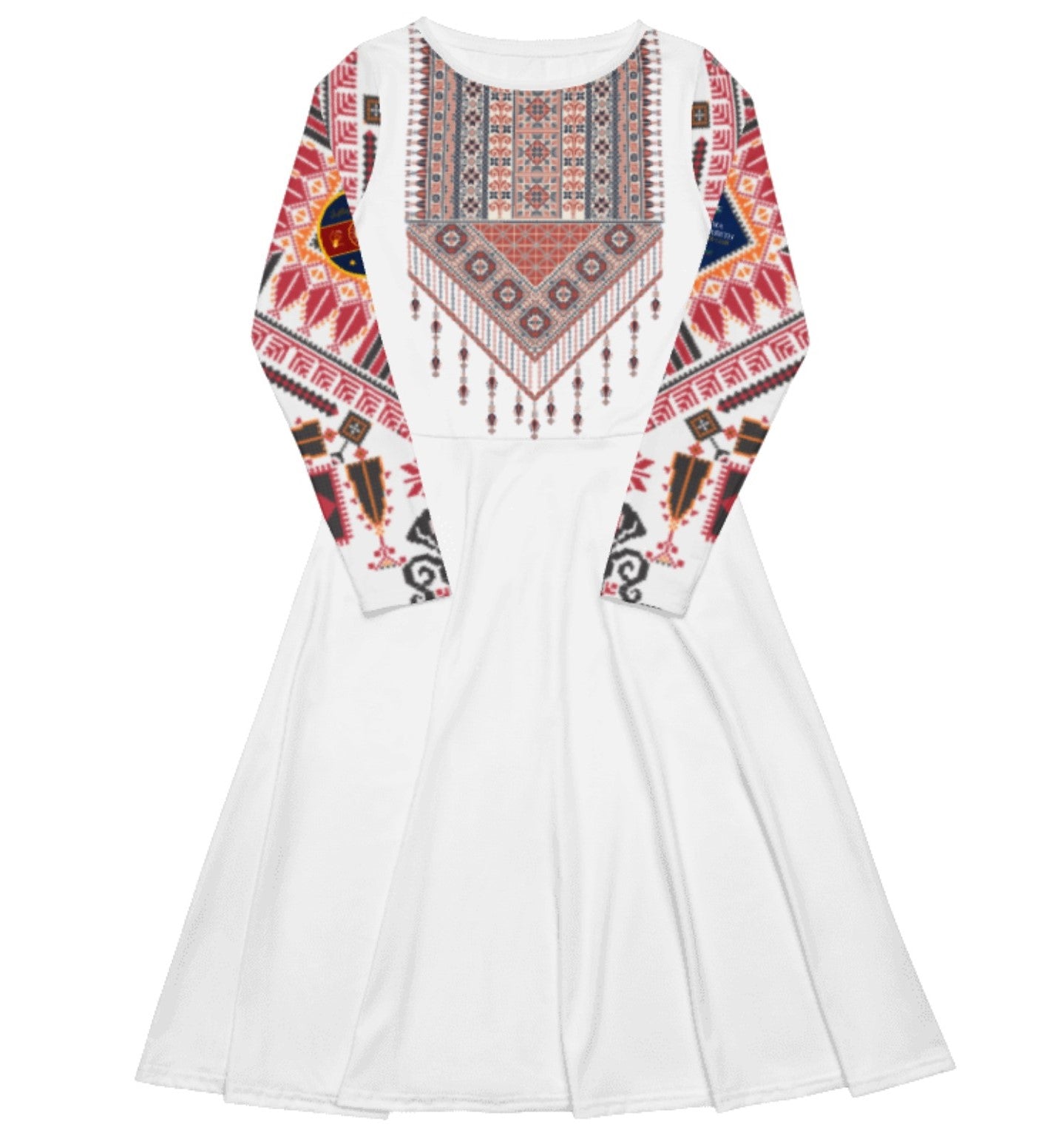 Palestine pattern FEAC print long sleeve midi dress