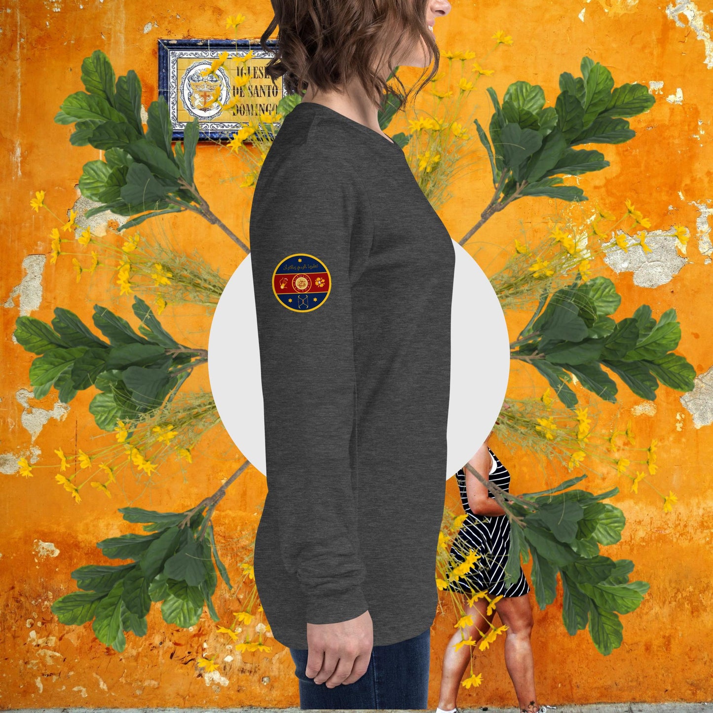 The Fatima Elizabeth Archery Club Emblem (BACK of shirt emblem) - Unisex Long Sleeve Tee