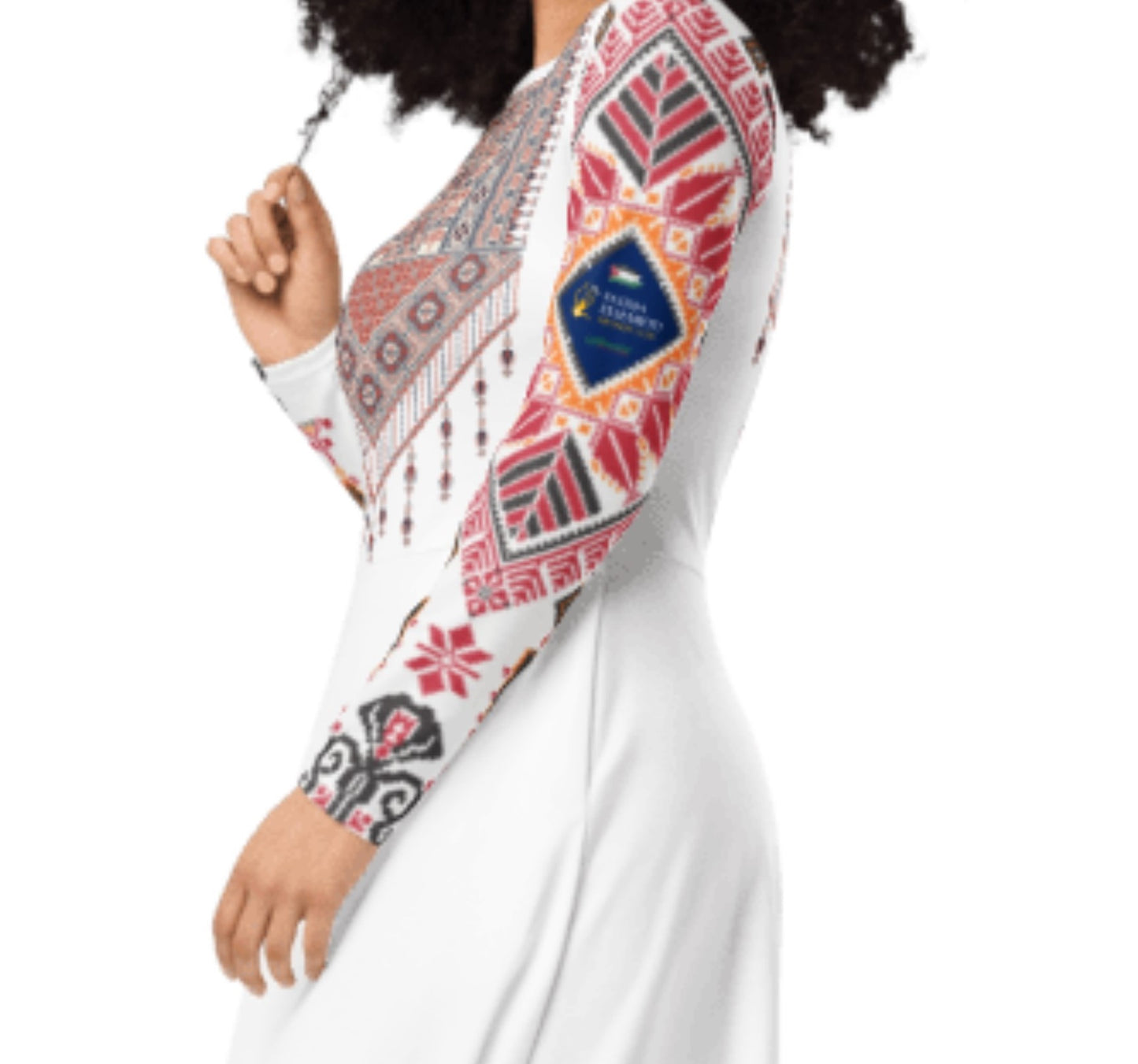 Palestine pattern FEAC print long sleeve midi dress