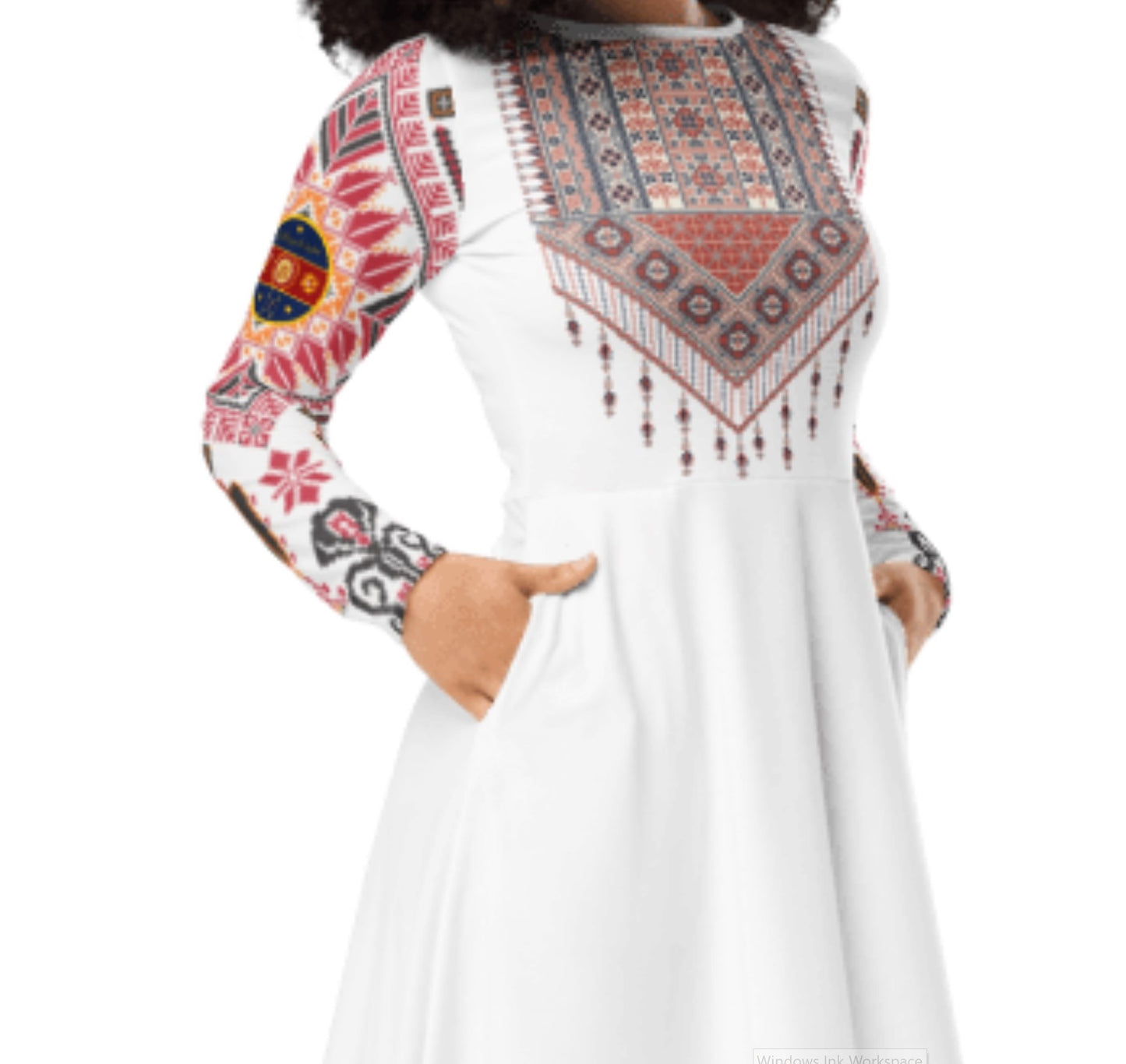 Palestine pattern FEAC print long sleeve midi dress